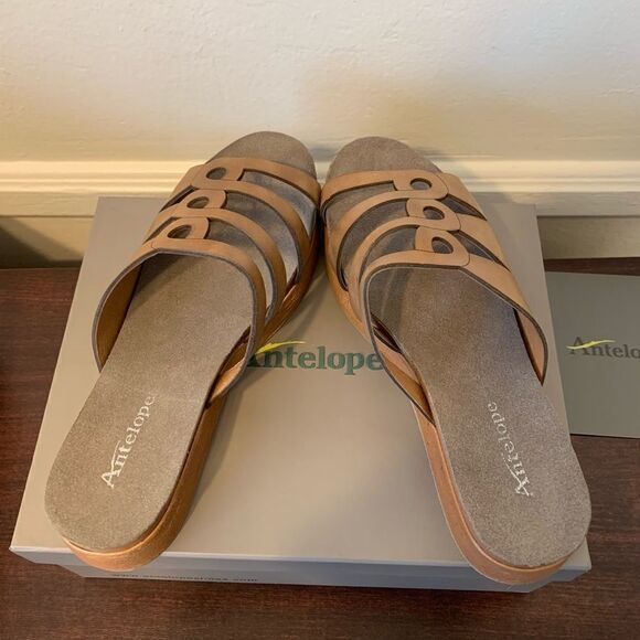 Antelope leather slide platform slip on sandal size US9; EU40 NIB - Picture 6 of 14